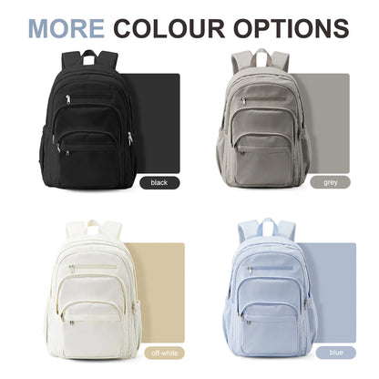 Casual Nylon Backpack, Backpack for Women, Multi-Pocket Design in Light Blue Durable for School, High School and College Bookbag