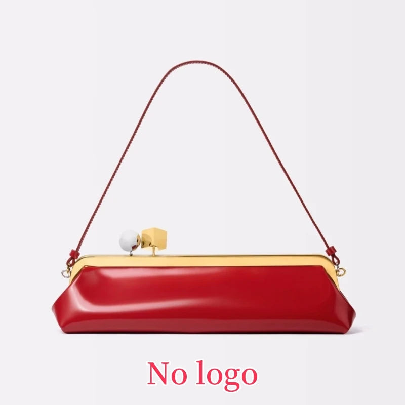 Long Clutch Bag with Removable Shoulder Strap, Women's Fashionable Baguette Bag, Luxury Designer Clip Handbag Purses for Ladies