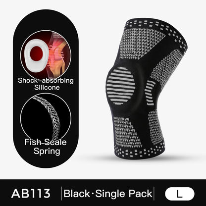 1Pcs Silicone Spring Full Knee Support Patella Medial Support Strong Meniscus Compression Protection For Men Women Running Sport