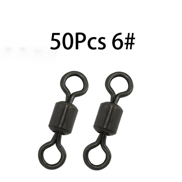 50Pcs Carp Fishing Swivel Rolling Barrel Snap Matte Black Lure Hook Line Connector Fishing Tackle Supplies Accessories Pesca