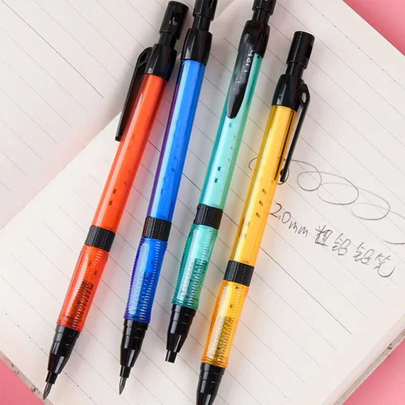 Mechanical Pencil Set 2.0mm with 2B Black/Colors Lead Refill for Writing Sketching Art Drawing Painting School Automatic Pencils