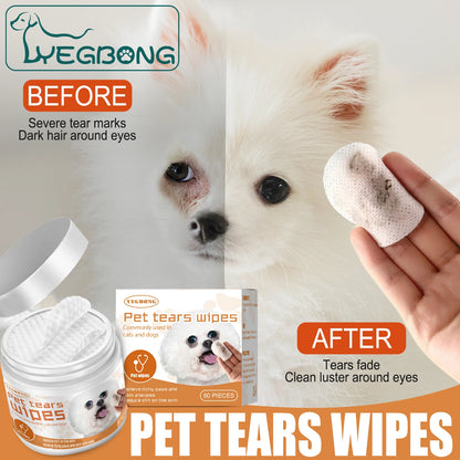 YEGBONG Pet Eye Wipe for Cats Dogs Remove Tear Marks Stain Cleaning Relieve Discomfort Deodorizing Eye Grooming Pets Wet Tissues