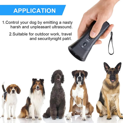 Ultrasonic Dog Bark Deterrent Trainer with LED Light for Pet Training Stop Bark Control Device