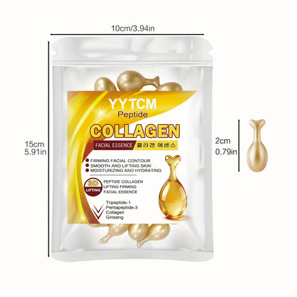 Polypeptide Collagen Essence Capsules, Moisturizing and Firming Essence, Smooths Skin, Contains Squalane, Fullerene, Ginseng Extract, Deep Hydration (0.34Gx30 Capsules)/Bag-1 Bag