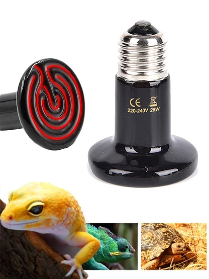 50/75/100W Reptile Heat Lamp Black Infrared Ceramic Emitter Heat Light Bulb Pet Brooder Touch Lamp For Chameleon Cage Snake Tank