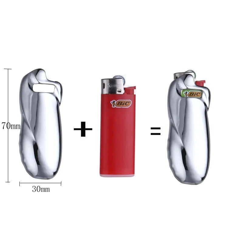 Clearance_Shiny Zinc Alloy Chromed Metal Shell For Small Bic Lighter J5 J25 No Lighter_Continuous updates