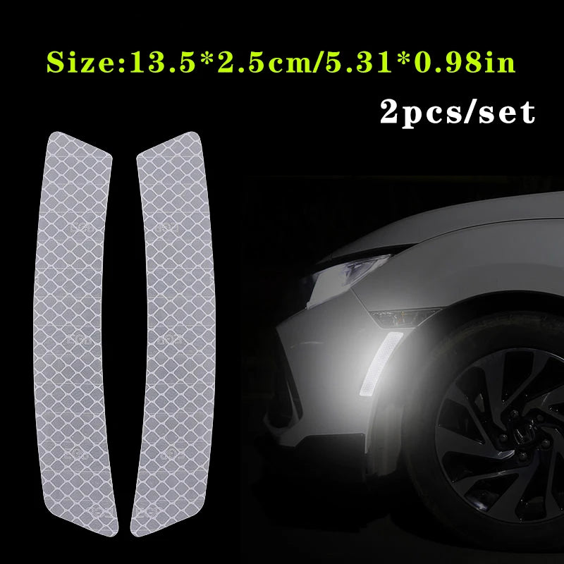 2pcs/set Car Reflective Safety Strip Stickers Car Wheel Eyebrow Reflective Sticker Reflective Warning Safety Tape