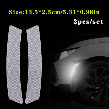 2pcs/set Car Reflective Safety Strip Stickers Car Wheel Eyebrow Reflective Sticker Reflective Warning Safety Tape