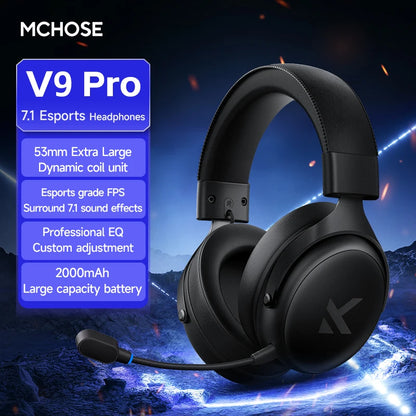 MCHOSE V9 Pro2 Gaming Headset, Over-Ear Quad-Mode Wireless Bluetooth Headphones for PC with Microphone (Delta Style)