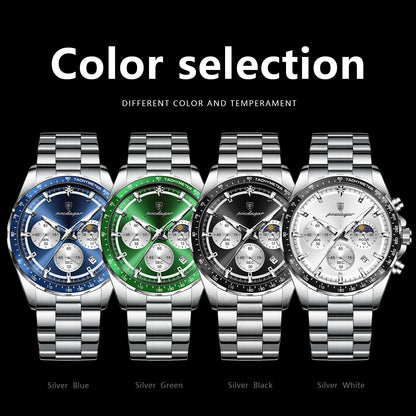 POEDAGAR Business Brand Man Wristwatch Waterproof Stainless Steel Luminous Men Watch Chronograph Date Men's Quartz Watches Reloj