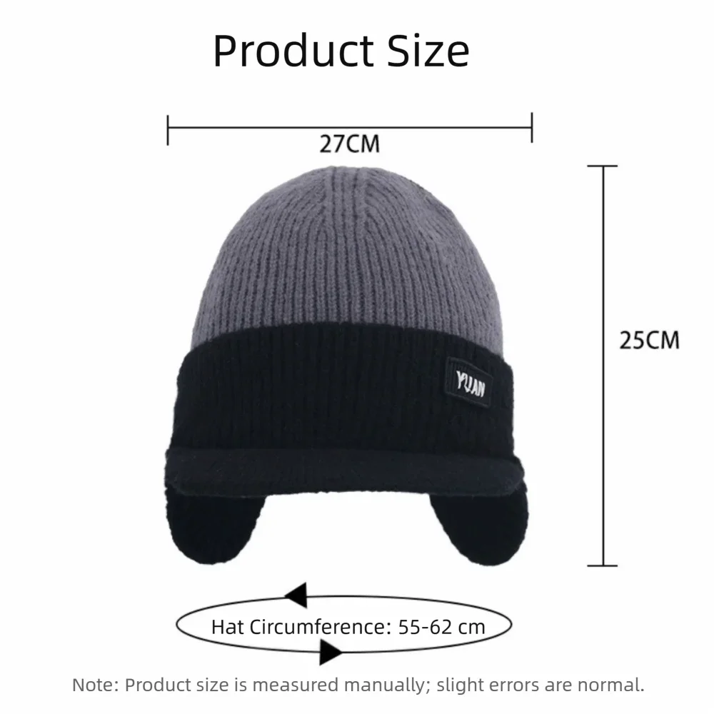 Winter Thermal Knitted Baseball Cap Thickened Ear Protection Warm Hat Windproof Men Women Outdoor Sports Running Hiking Beanie