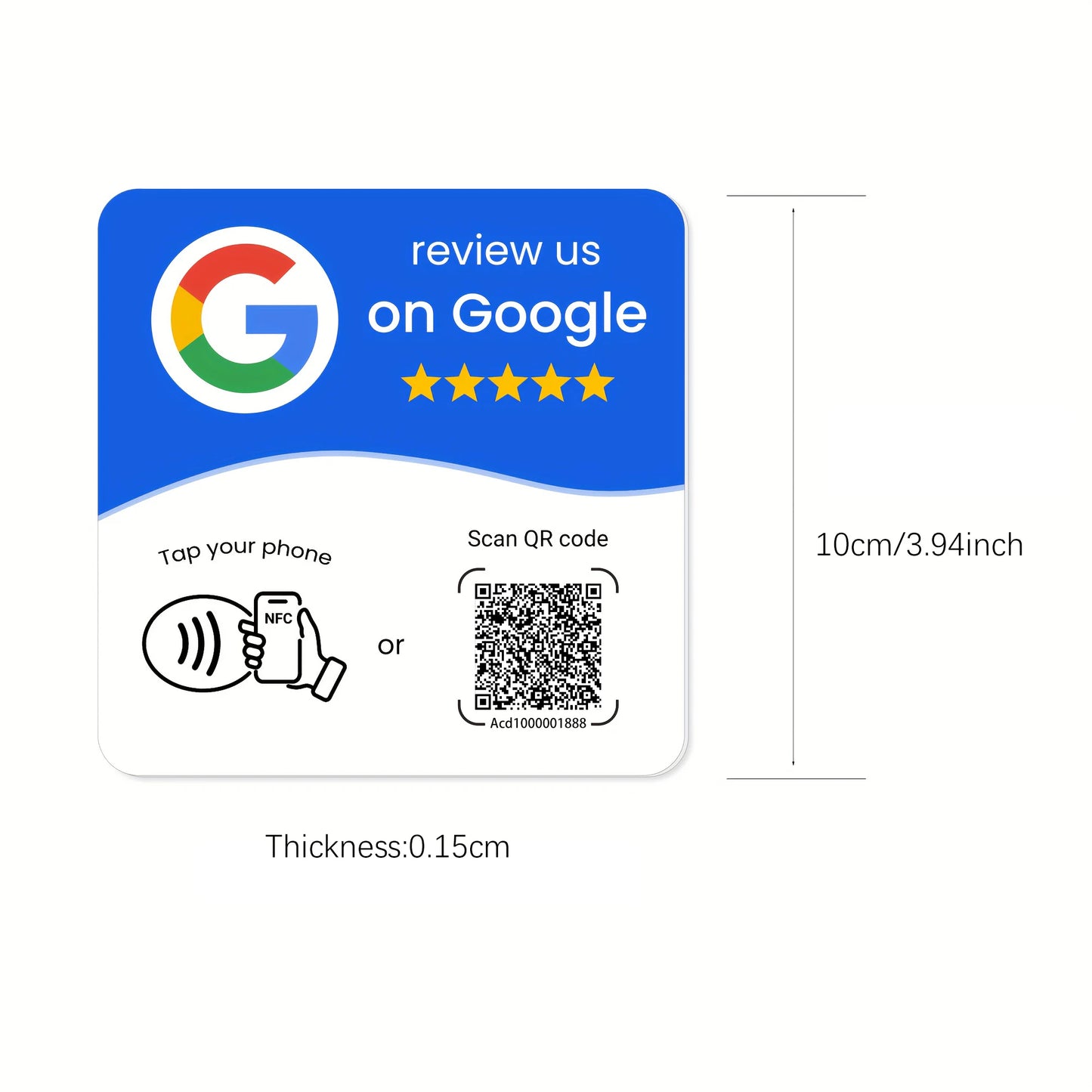 HACHANLUN programmable NFC 215 square for Google Review Card NFC Station Table 13.56Mhz QR code editable Standing Card