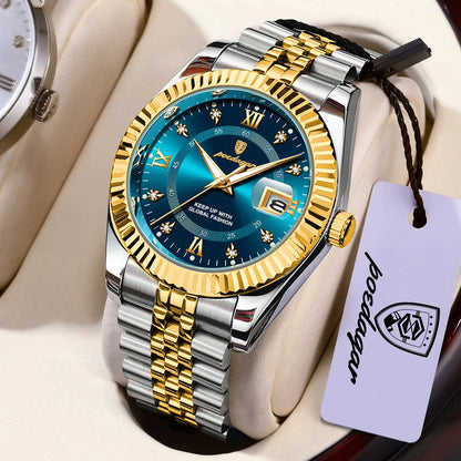 POEDAGAR Original Men Wristwatch Waterproof Luminous Date Business Man Clock Stainless Steel Quartz Military Men's Watches Reloj