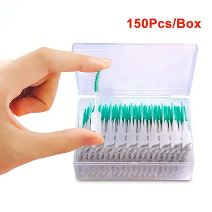 150Pcs/box Interdental Brush Soft Rubber Teeth Cleaning Tools Dental Cleaning Between Teeth Toothbrush Oral Hygiene Care Tools-