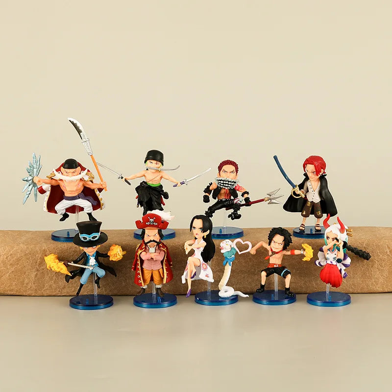 9pcs/set One Piece Zoro Ace Sabo Shanks Edward Hancock Yamato Katakuri Roger Anime Figure Toys Collection Model Ornaments