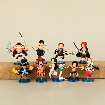 9pcs/set One Piece Zoro Ace Sabo Shanks Edward Hancock Yamato Katakuri Roger Anime Figure Toys Collection Model Ornaments