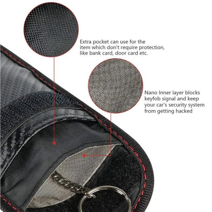 Faraday Bag for Key Fob Cage Protector Car RFID Signal Blocking Key Fob Protector Anti-Theft Pouch Double-Layers of Carbon Fiber