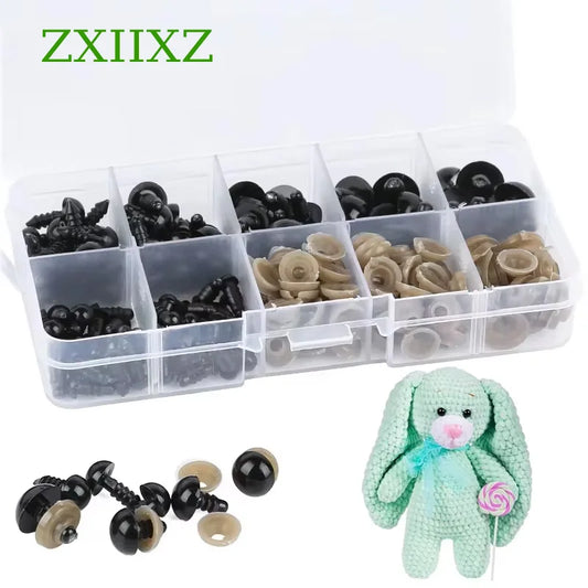 Zxiixz 100Pcs 6-12mm DIY Doll Eyes Black Plastic Crafts Safety Eyes for Teddy Bear Soft Toy Animal Doll Toy DIY Accessories