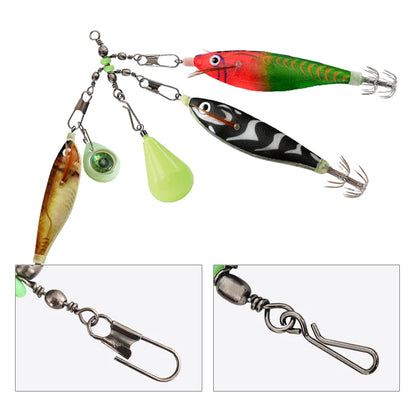 New Luminous Squid Jig Lure Swivels Fishing Bearing Rolling Swivel Solid Ring Fishing Connector With Interlock Snap Accessories