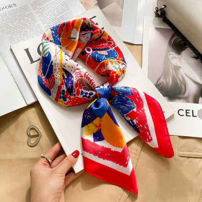 2025 New Fashion Luxury Printed Square Shawl Women 70x70cm Pashmina Silk Scarf Neck Headband Bandana