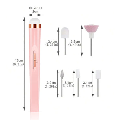 YIKOOLIN Portable Nail File Care Set LED Light Adjustable 4 Speed with 12 Attachment Drill Bits USB Charge Home Use