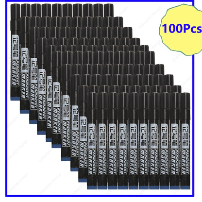 1-100Pcs Waterproof Oil-based Marker Pen Quick Dry Black Blue Red Ink Permanent for Metal Glass Stationery Art School Supply