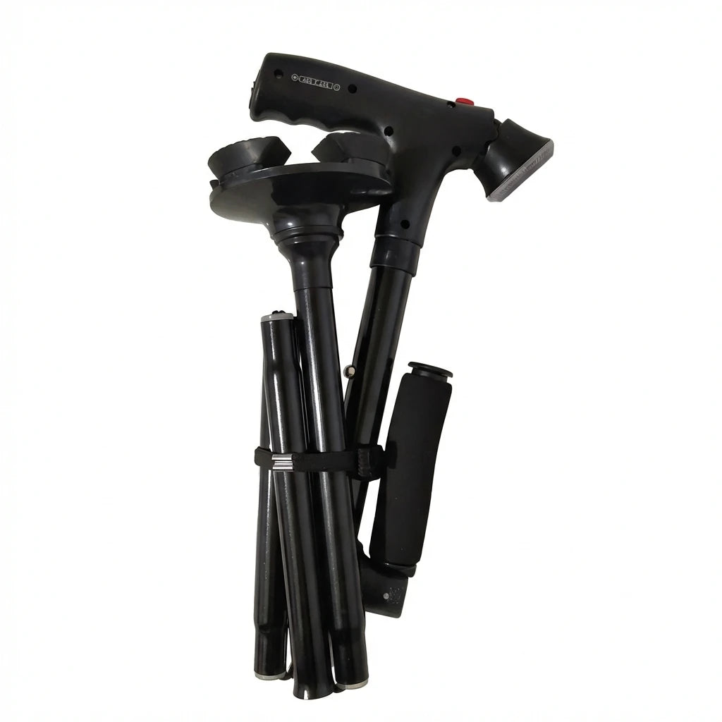 Collapsible Telescopic Folding Cane Elder Cane LED With alarm Walking Trusty Sticks Elder Crutches for Mothers the Elder Fathers