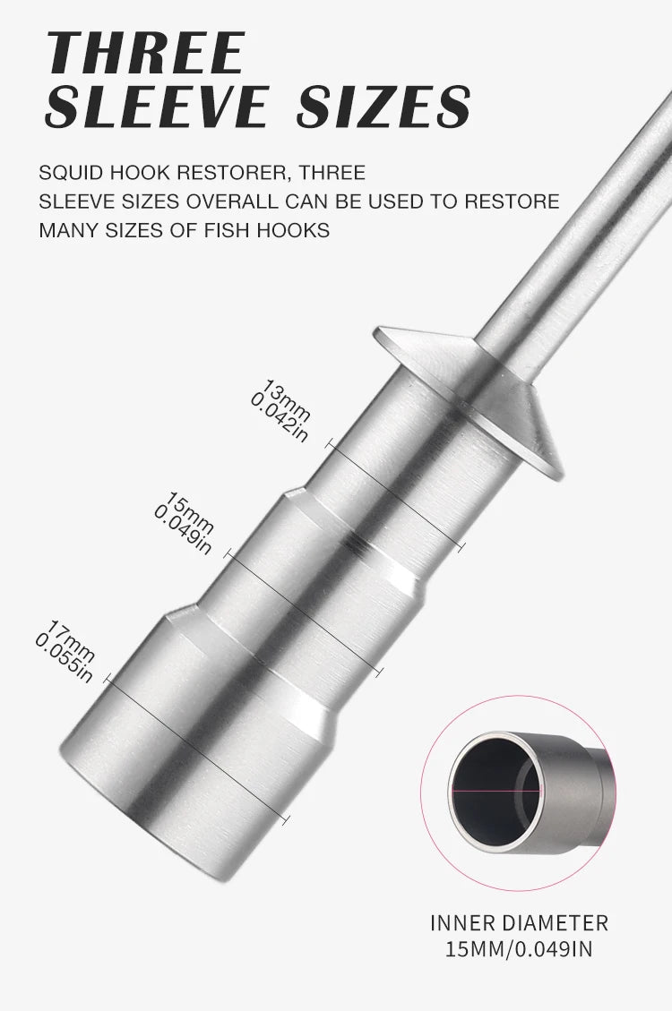 HAUT TON 1pc Stainless Steel Squid Hook Corrector Can Restore Deformed FishingHook Portable&Lightweight Fishing Tackle Accessory