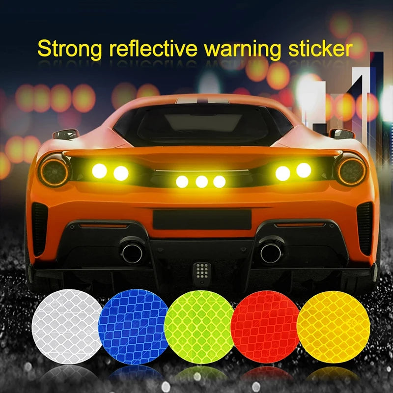 10pcs/set Car Bumper Reflective Safety Strip Stickers Car Circular Reflective Sticker Reflective Warning Safety Tape
