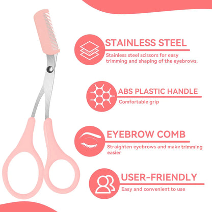 1pcs Eyebrow Trimmer,Stainless Steel Eyebrow Scissors With Comb,Eyebrow Trimming Scissors Hair Removal Beauty Tools for women