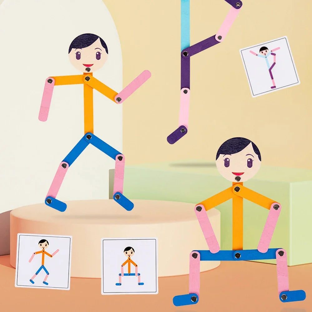 Sport Wooden Man Material DIY Puzzle Toys Boards Educational Game Early Learning Toy for Children Preschool Fine Motor Training