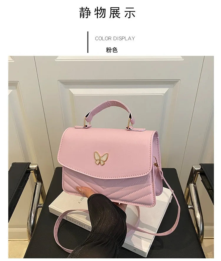 Lucky butterfly bag women's new fashion solid color simple texture trend beautiful casual shoulder messenger bag portable small