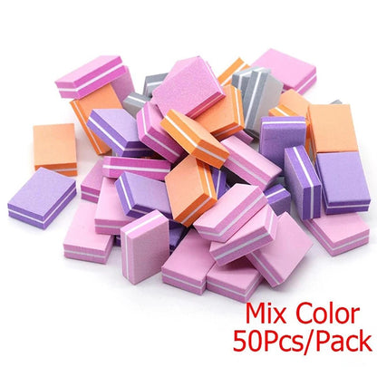 10-50-100pcs Professional Mini Nail Art Buffer File Set 100/180 Sandpaper Manicure Care Tips Sanding Polishing Tools Kit