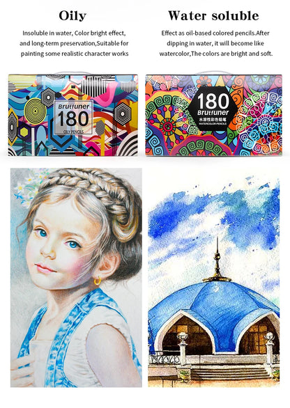 Brutfuner 48/72/120/150/160/180Colors Pencils Professional Oil Wood Soft Watercolor Pencil For School Draw Sketch Art Supplies