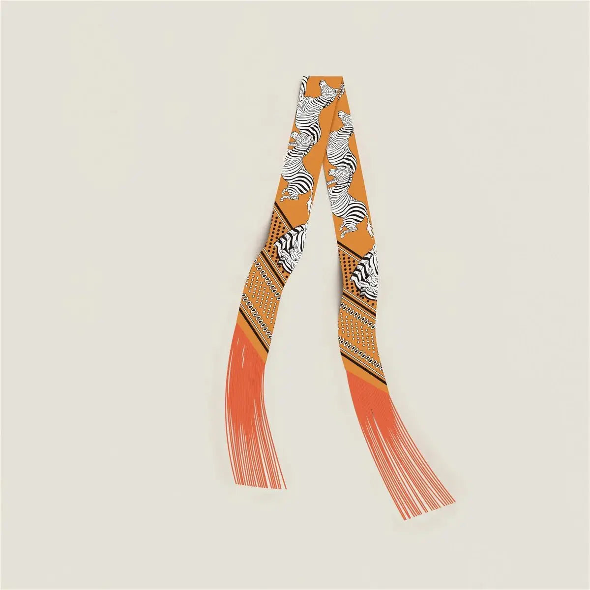 130x5cm Tassel Cashew Print Scarf Women's All-season Twill Silk Decorative Ribbon Multi-purpose Bag Hair Tie Belt Scarf