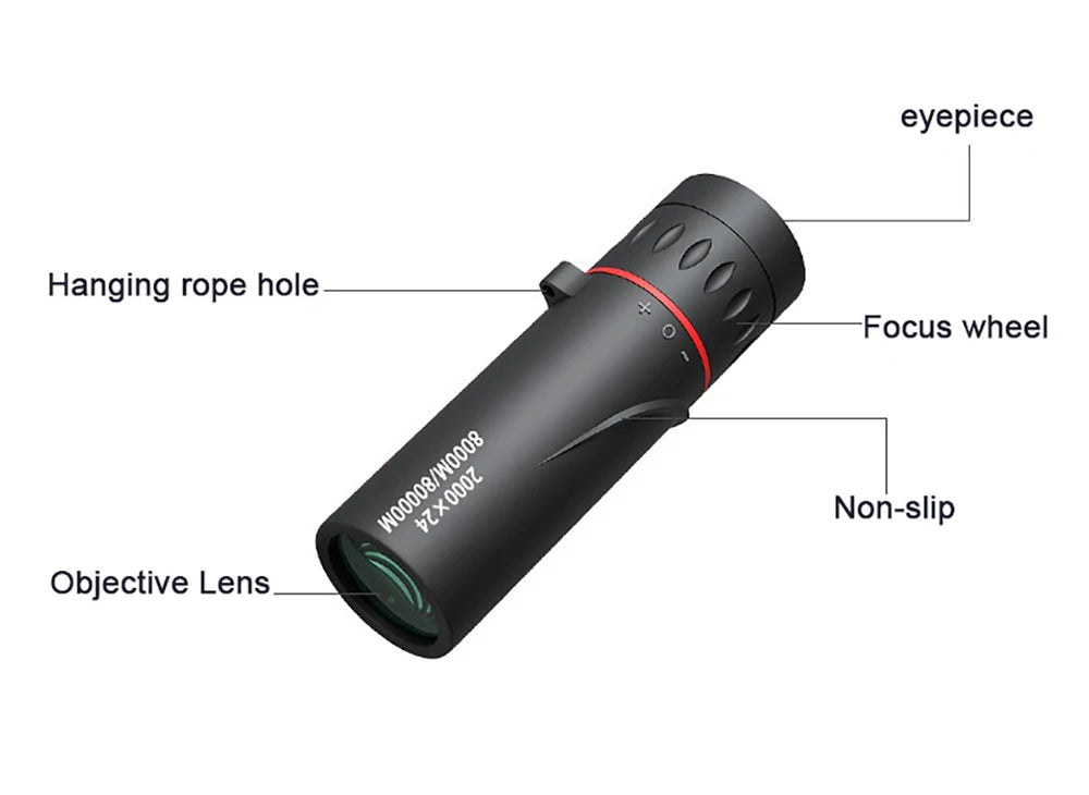 Monocular Telescope Upgrade 2000X24 HD Monoculars for Adults With Phone Adapter Pocket Monoscope Binoculars for Stargazing Gifts
