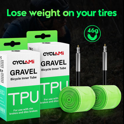 2 pcs CYCLAMI Ultralight Gravel Bike TPU Inner Tube Tire Road MTB 29 French Valve FV 45mm 65mm For 700C 32C 35C 37C 40C 47C