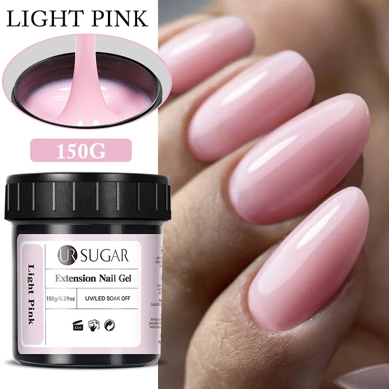 UR SUGAR 150g Transparent Nail Extension Gel Jelly White Light Pink Acrylic French Nail Art UV LED Gel Semi Permanent Manicure