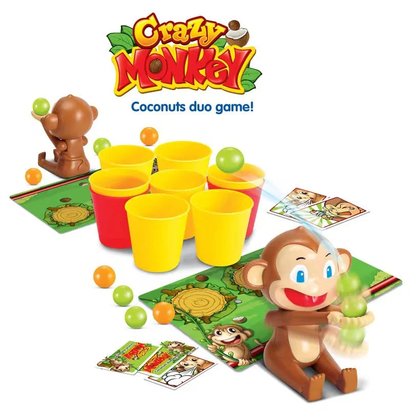 Crazy Monkey Party Board Games Toys Two People Competition Party Table Games Toys Cartoon Monkey Shooting Ball Interactive Toy