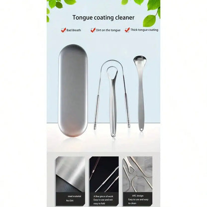 1/2/3/4pc Tongue scraper iron box set,U-Shaped Stainless Steel Tongue Scraper,reduces bad breath, stainless steel tongue cleaner