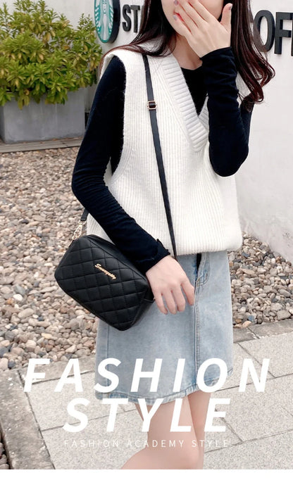 2025 tassel women's small crossbody bag trend diamond grid embroidery camera women's shoulder bag fashion chain crossbody bag