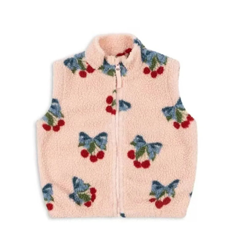 2026 KS Brand Winter Baby Girls Boys Lambswool Cherry Jackets Kids Clothes Boys Sequin Cartoon Outerwear Children's Coats 1-9Yrs