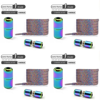 1Pair/2Pairs/4Pairs No Tie Shoe Laces Colorful Buckle Shoelaces Pearl Light Colorful Fashion Without Ties Elastic Laces Sneaker