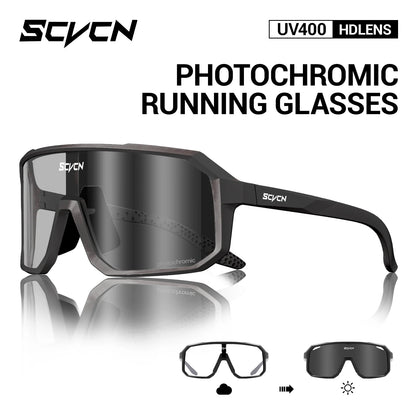 SCVCN Photochromic Cycling Sunglasses Outdoor Cycling Road Mountain Bike Glasses Men and Women Casual Hiking Windproof Glasses
