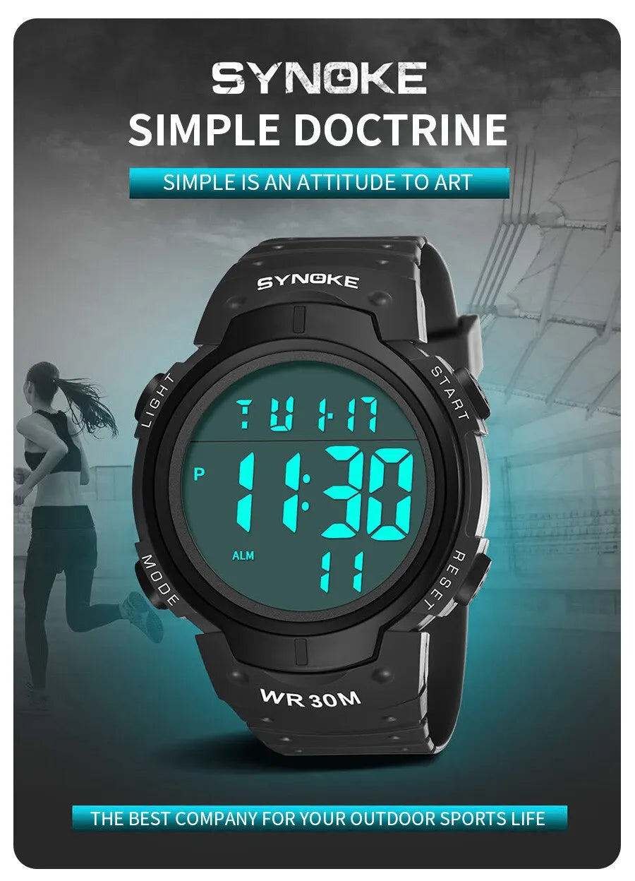 SYNOKE Outdoor Sport Watch 30M Waterproof Digital Men Fashion MultiFunction Waterproof Digital Watch Men