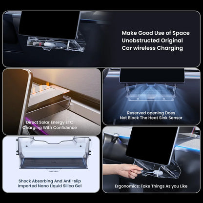YZ For New Tesla Highland Model 3 Y Juniper Tray Magnetic Under Screen Fold Storage Box ETC Screen Storage Box Accessories