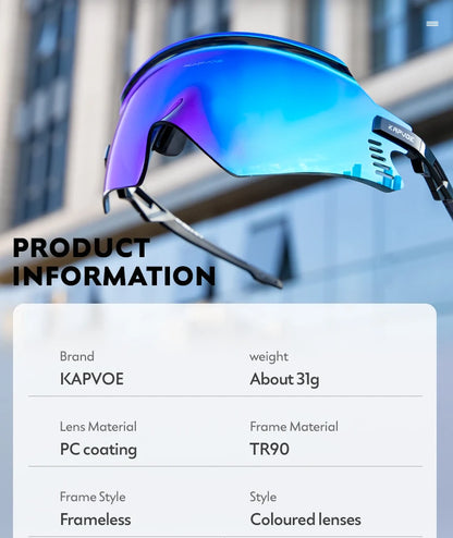 2025 Kapvoe Sport Sunglasses Road Bike Mountain Bicycle Cycl Glasses Riding Goggle Sports Eyewear for Man Women Cycling Glasses