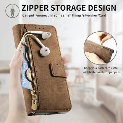 2 in 1 Magnetic Zipper Cards Solt Wallet Leather Case For Samsung Galaxy Z Fold 8 ultra 7 6 5  Wireless Charging Bag Purse Cover