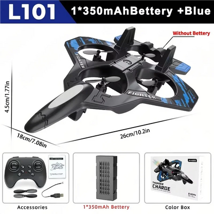 L101 RC Foam Airplane Glider Flying 2.4G With LED Lights EPP Stunt Remote Control Aircraft Foam Fighter Plane Toys For Kid Gifts