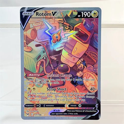 PKM Holographic High Quality Proxy Card Rayquaza Pikachu Rotom Slowking Collectibles Game Collection Anime Cards